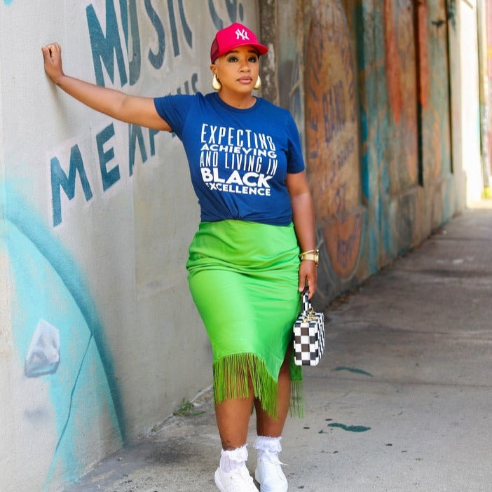 Black Excellence navy tee model