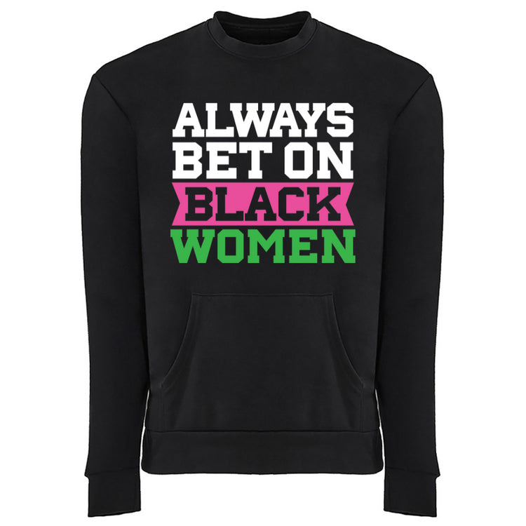 Always Bet on Black Women pocket sweatshirt pink green Alpha Kappa Alpha