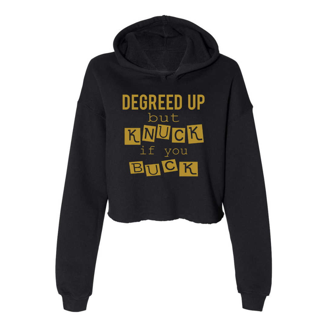 Black sweatshirt with gold hot sale writing