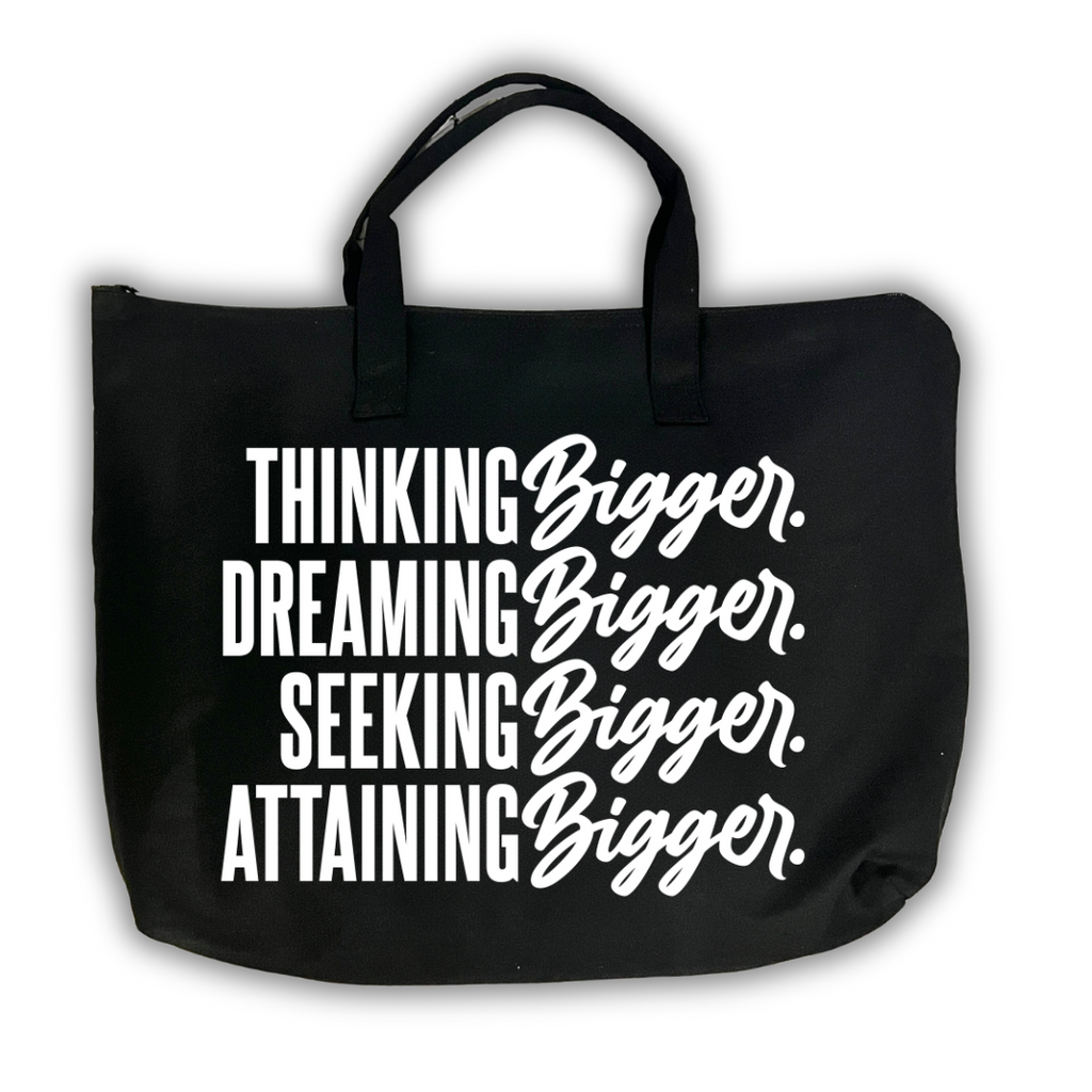 Large Think Big Inspirational Statement Tote Bag with Zipper