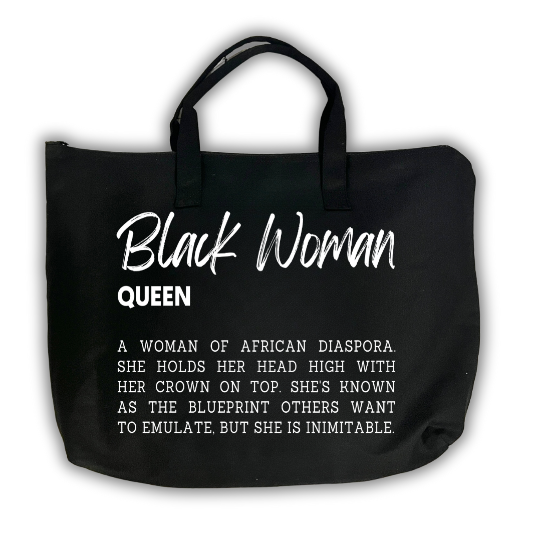 Black Woman Definition Canvas Tote with Zipper
