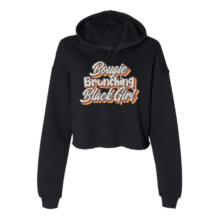 Bougie Brunching Black Girl black cropped hoodie
