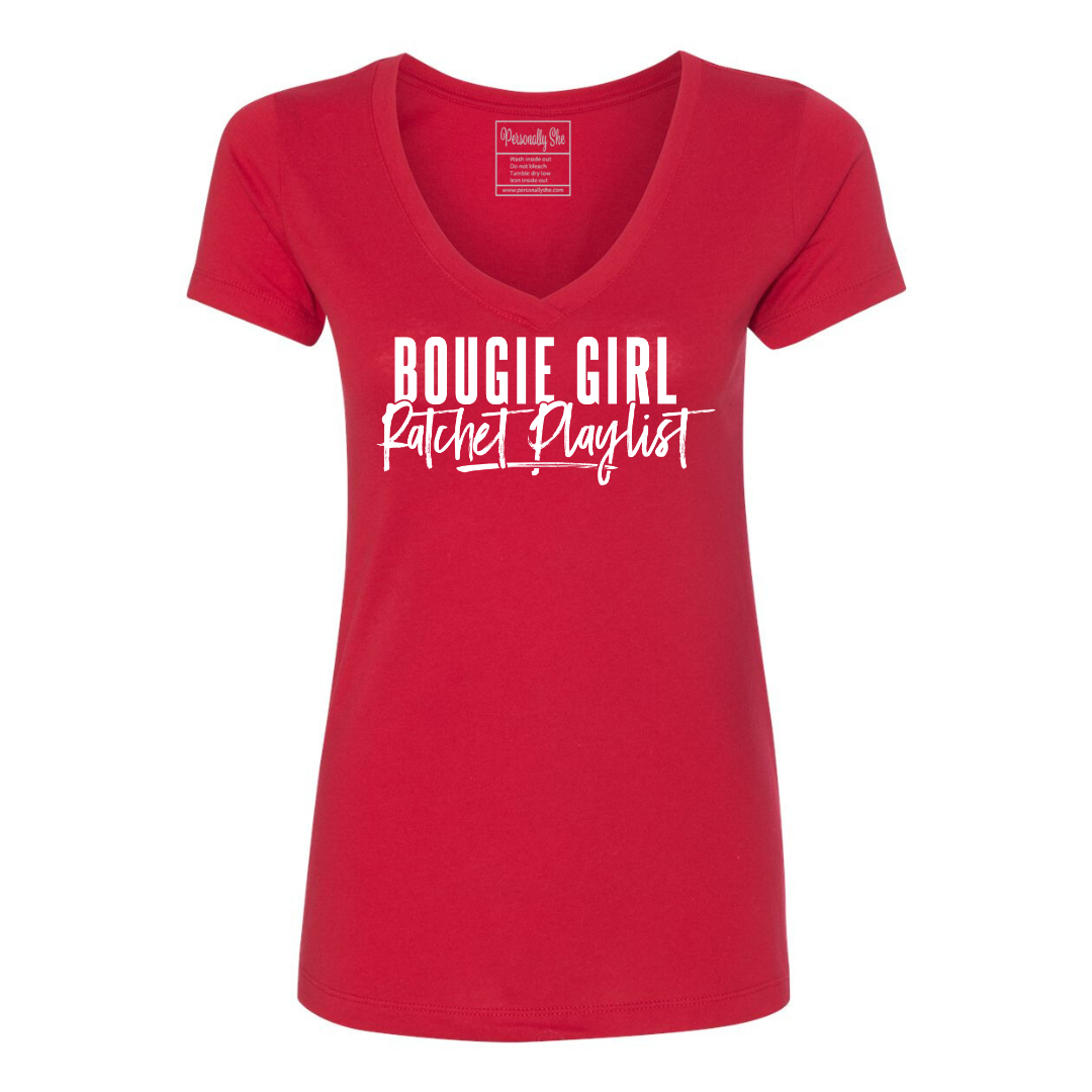 Bougie Girl Ratchet Playlist fitted v neck red