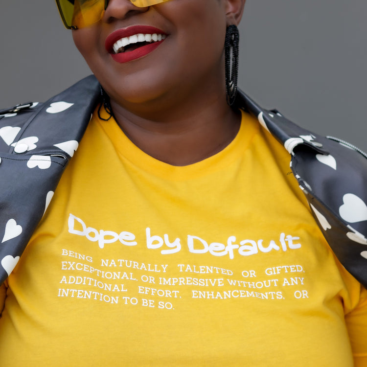 Dope by Default Definition tee gold model