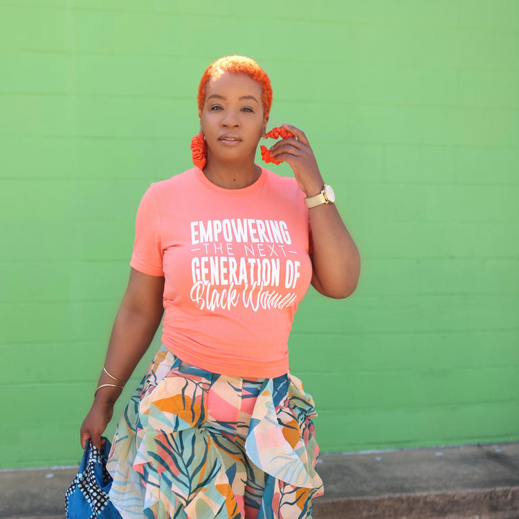 Empowering the Next Generation of Black Women model coral t-shirt