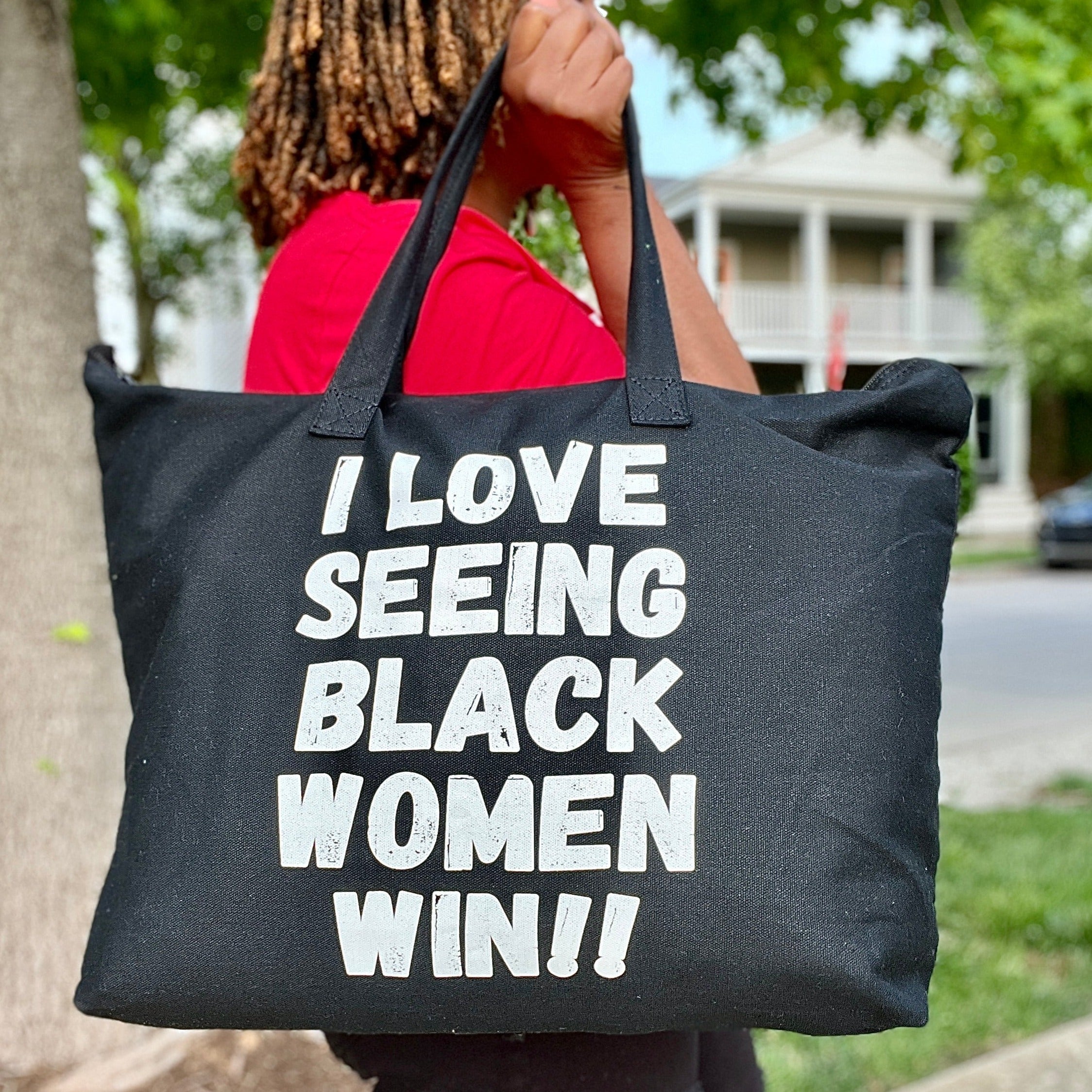 I Love Seeing Black Women Win Canvas Zippered Tote Bag