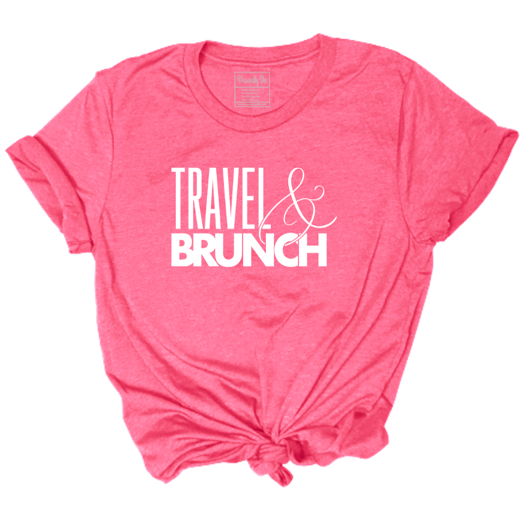 Travel and Brunch pink t-shirt
