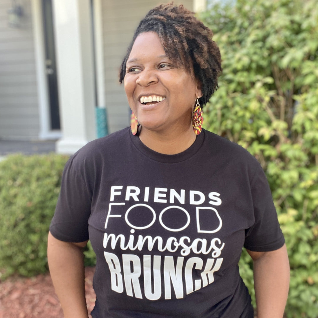 Friends Food Mimosas Brunch tee black