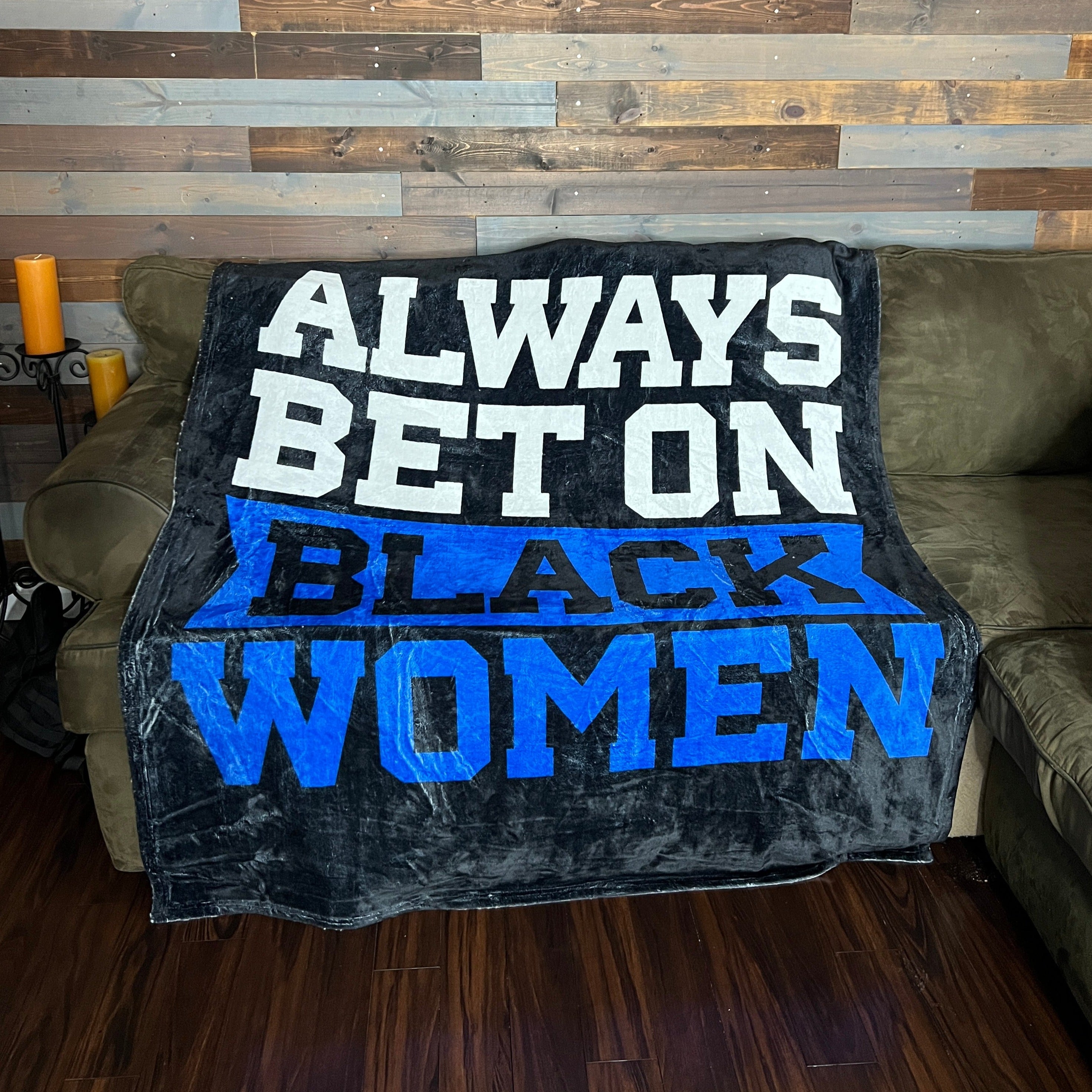 Always Bet on Black Women couch throw blanket Zeta Phi Beta Sorority colors