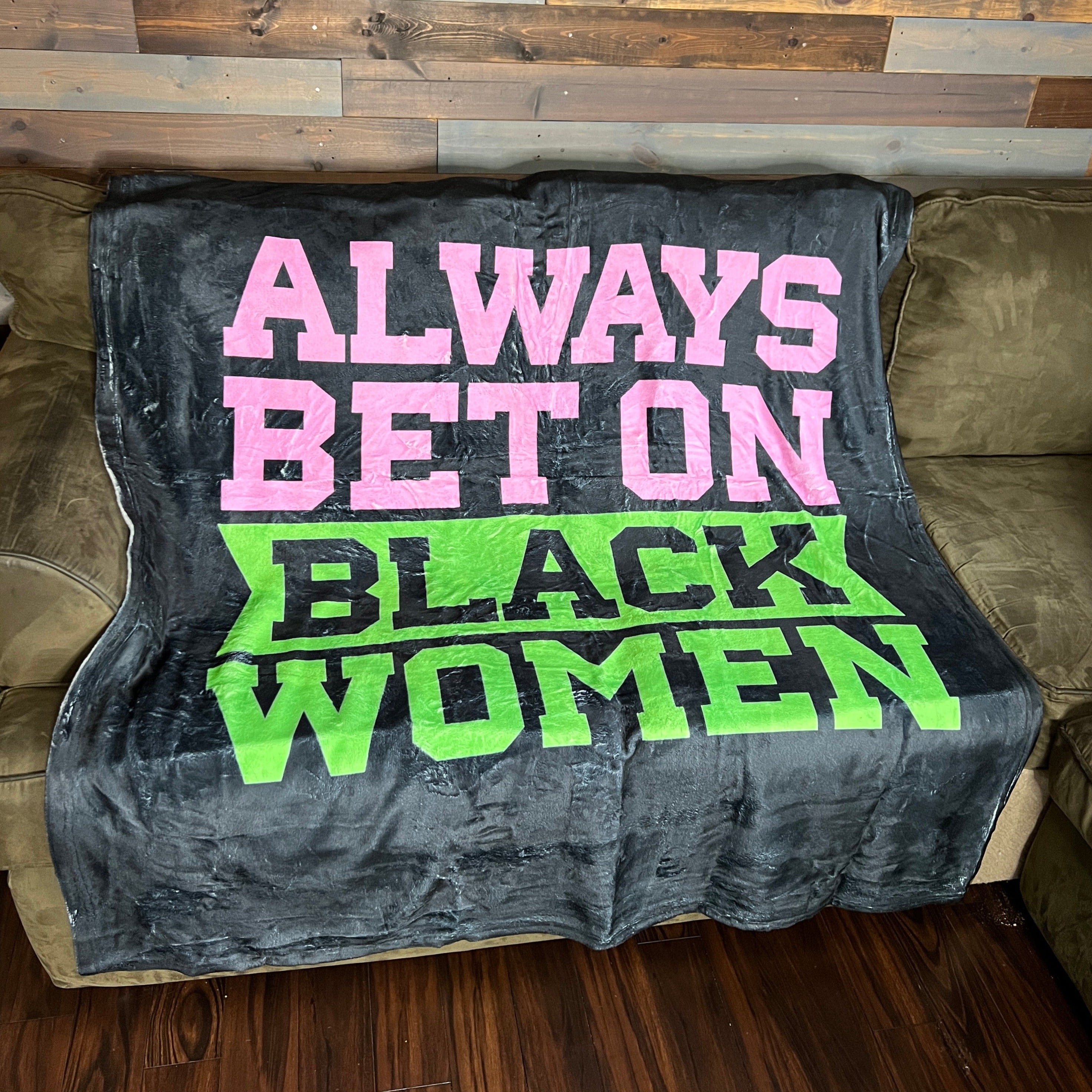 Always Bet on Black Women couch throw blanket Alpha Kappa Alpha Sorority AKA colors