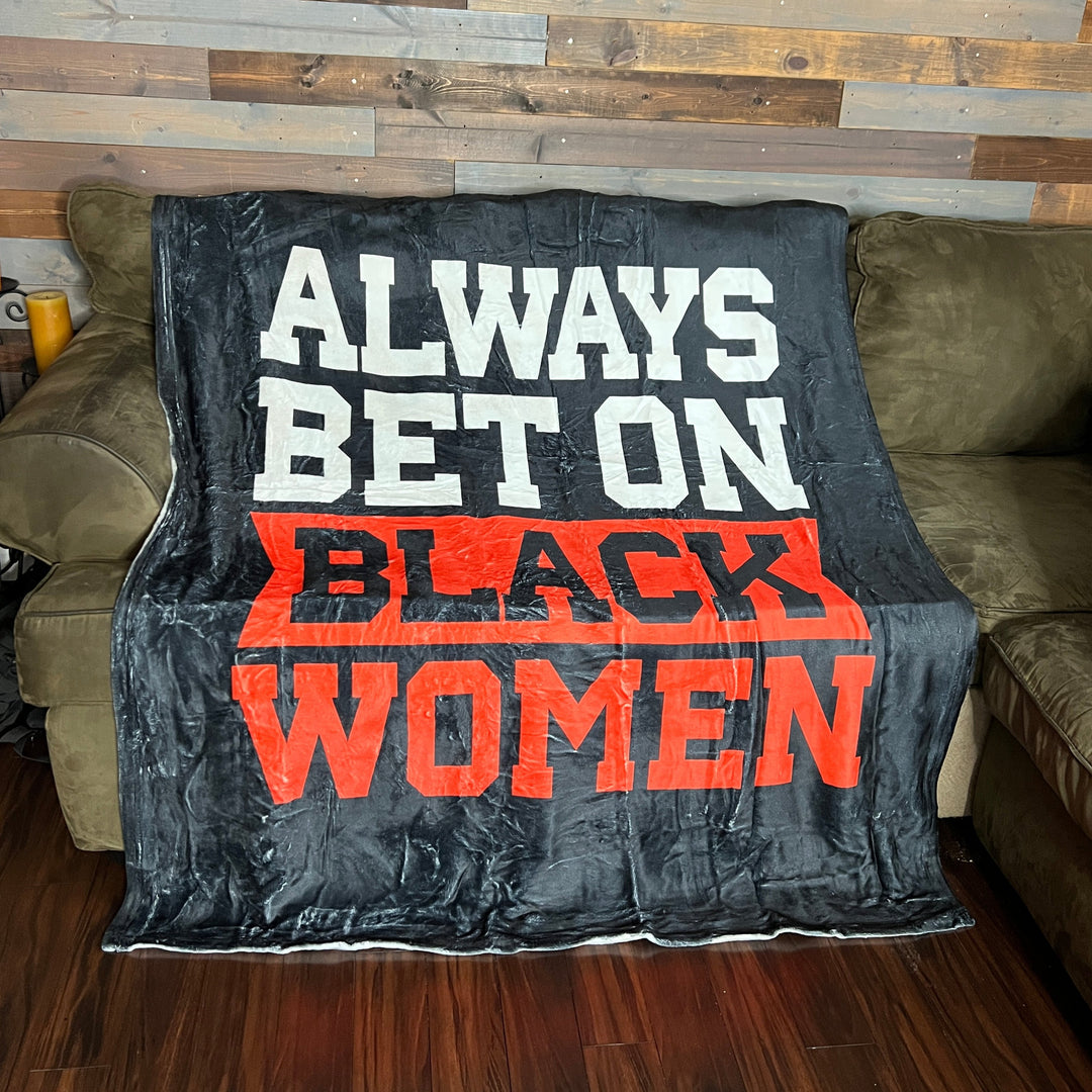 Always Bet on Black Women couch throw blanket Delta Sigma Theta Sorority DST colors