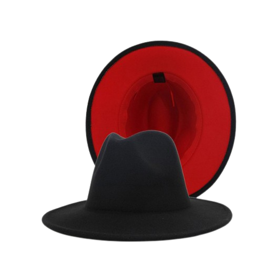 Black Fedora Hat Red Bottom
