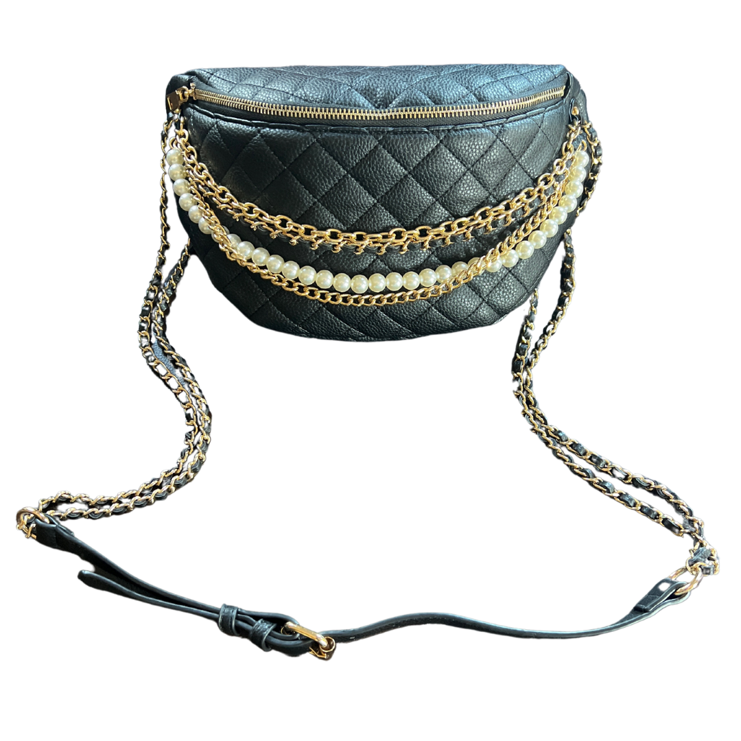 Gold & Pearls Crossbody Bag black with straps
