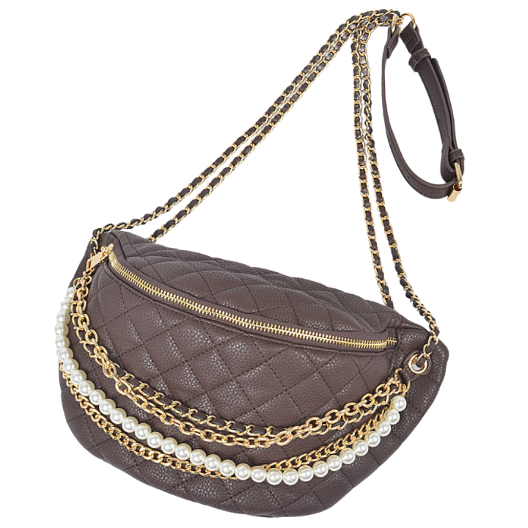 Gold & Pearls Crossbody Bag brown front