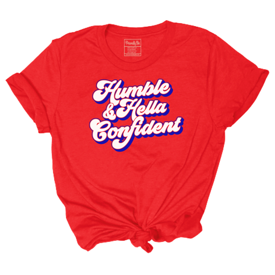Humble & Hella Confident red t-shirt