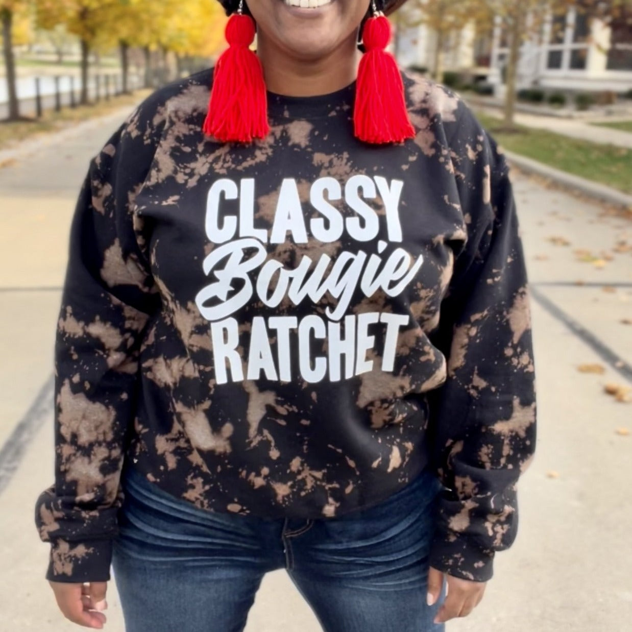 Classy Bougie Ratchet Bleached Sweatshirt Personally She