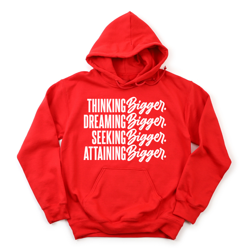 Think Bigger Red Unisex Fleece Statement Hoodie – Personally She